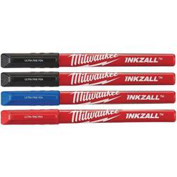 Milwaukee INKZALLâ¢ Ultra Fine Tip Pens Assorted Colours (Pack 4) Hand Tools